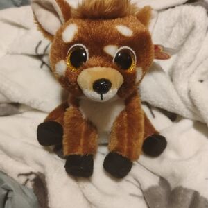 Ty Brown and White Plush Deer Toy